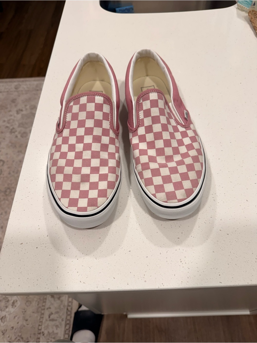 Vans Pink and White Checkerboard Slip-On Sneakers - Picture 3 of 4